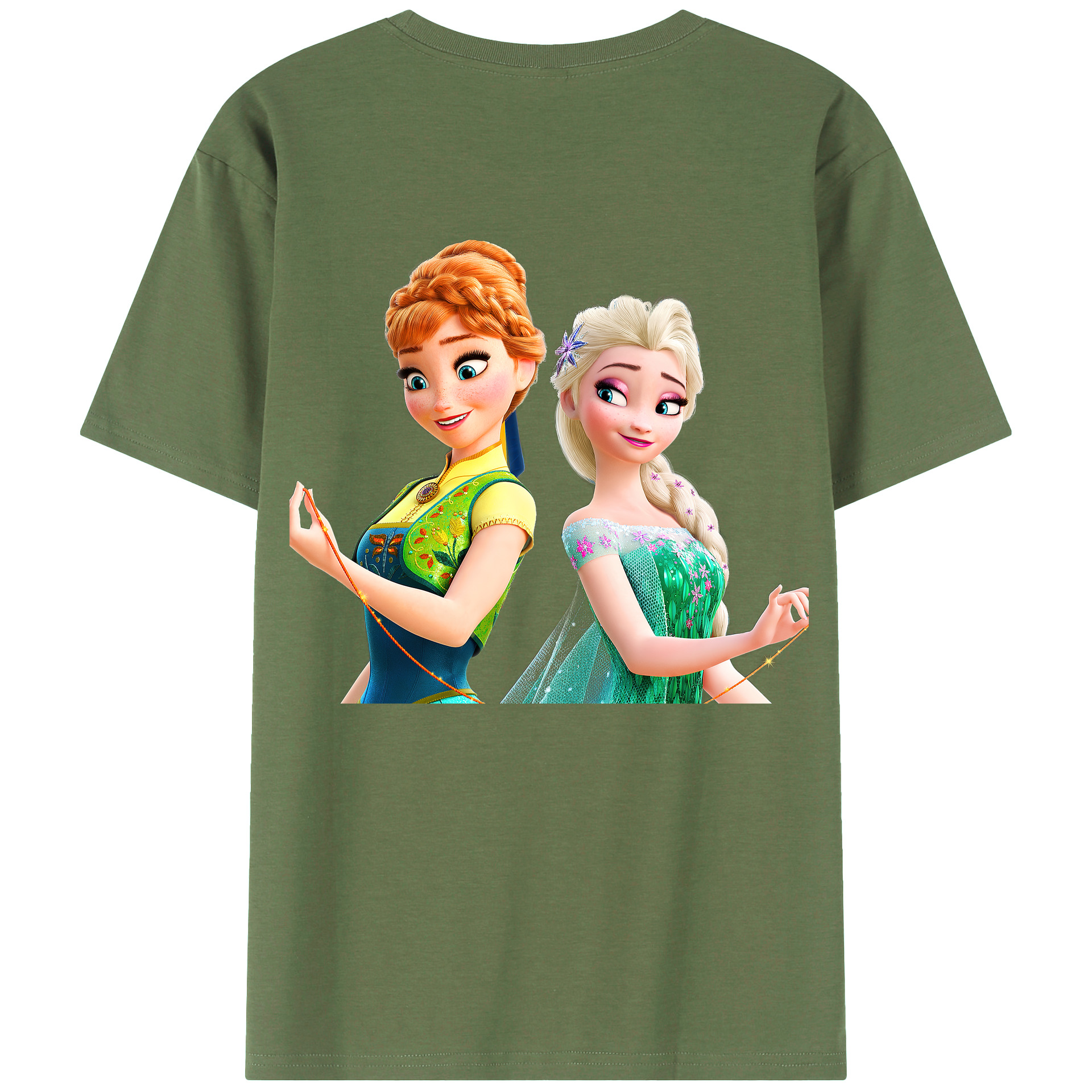 （画像用） アナと雪の女王 アンナ エルサ Frozen Anna Elsa 綿100％ メンズ半袖Tシャツ（バックプリント） 通気性